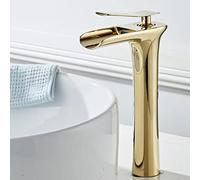 HXFFXHF Basin faucets Waterfall Bathroom Faucet Single Handle Basin Mixer tap Bath Black Gold Faucet Brass Sink Water Crane Silver
