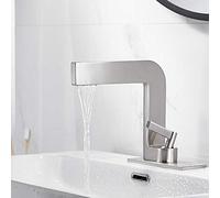 HXFFXHF Basin Mixer tap Waterfall Bathroom Sink taps Brass hot and Cold washbasin Faucet Single Hole Under Counter Basin Toilet Bathroom Sink Faucet-Black(Nero)