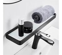 HXFFXHF Bathroom Shelves Floating Shelves Bathroom Shelf Aluminum Square Shower Rack Wall Mounted Tempered Glass Storage Basket Kitchen Organizer Bathroom Accessories for Bathroom Storage (Color :