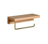 HXFFXHF Bathroom Shelves Toilet Roll Holder, Brass Wood Napkin Holder Tissue Box, Toilet Paper Holders, Home Wall-mounted Storage Rack Paper Towel Holder (Color : A1 Long 18cm)