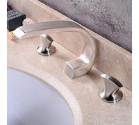 HXFFXHF Bathroom Sink Faucet 3 Hole Brushed Color Brass Hot and Cold Bathroom Toilet Faucet