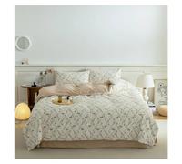 HXFFXHF Bed Four Pieces Set Cotton Brushed Elegant Bedding Set Soft Chic Leaves Flowers Printing Duvet Cover Bed Sheet Pillowcases Queen King(3,150X200cm3Pcs)