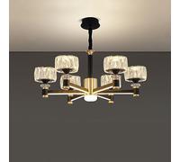 HXFFXHF Black and Gold Crystal Chandeliers for Dining Room 6/8-Lights LED Large Ceiling Chandelier Modern Vintage Farmhouse Hanging Pendant Light for Bedroom Living Room Kitchen Restaurant