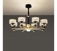 HXFFXHF Black and Gold Crystal Chandeliers for Dining Room 6/8-Lights LED Large Ceiling Chandelier Modern Vintage Farmhouse Hanging Pendant Light for Bedroom Living Room Kitchen Restaurant