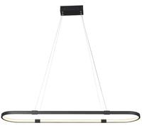 HXFFXHF Black Farmhouse Kitchen Island Lighting Linear Chandelier with Remote Control Long Strip Dimmable Light Fixture Vintage Industrial Hanging Ceiling Lamp for Dining Roo