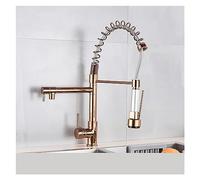 HXFFXHF Blackend Spring Kitchen Faucet Pull Out Side Sprayer Dual Spout Single Handle Mixer Tap Sink Faucet 360 Rotation Kitchen Faucets(Matte Black A)