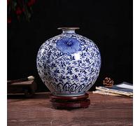 HXFFXHF Blauw & Wit Porcelain Vases Ceramic Vase Hand-painted Underglaze Color Antique Crack Glaze And Living Room Chinese Rustic Home Decor Flower (b) (d One Size)