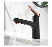 HXFFXHF Brushed Gold/Black Bathroom Basin Faucets Pull Out Type Brass Hot and Cold Single Handle Sink Mixer Lavatory Crane Basin Taps Kitchen Sink Faucet