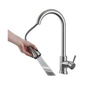 HXFFXHF Brushed Nickel Pull-Out Kitchen Faucet Hot and Cold Mixing Faucet 360 Degree Swivel Spout Deck Mount Sprayer Single Hole Mixer Crane(Discount 1)
