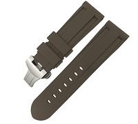 HXFFXHF Butterfly Clasp Rubber Watchband 24mm 26mm for Panerai LUMINOR Submersible Colorful Silicone Sport Watch Strap (Color : Camo YLW Black 2, Size : 24mm)