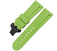 HXFFXHF Butterfly Clasp Rubber Watchband 24mm 26mm for Panerai LUMINOR Submersible Colorful Silicone Sport Watch Strap (Color : Camo YLW Black 2, Size : 24mm)