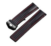HXFFXHF Carbon fiber pattern Genuine Leather Strap 20mm 22m For MONACO Series watchband wristwatches band leather watch bracelet