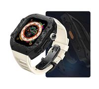HXFFXHF Carbon Fiber Watch Case,For Ultra 8 2 49mm Luxury Modification Kit,For iWatch 9 8 7 6 5 4 SE 45mm 44mm Fluorine Rubber Strap With Tool(Style10,45mm)