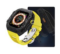HXFFXHF Carbon Fiber Watch Case,For Ultra 8 2 49mm Luxury Modification Kit,For iWatch 9 8 7 6 5 4 SE 45mm 44mm Fluorine Rubber Strap With Tool(Style10,45mm)