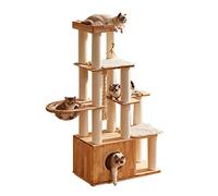 HXFFXHF Cat Tree Tower Cat Climbing Frame, Solid Wood Cat Climbing Frame, Large Cat Litter and Cat Tree Integrated, with Cat Litter, Space Capsule
