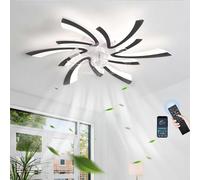 HXFFXHF Ceiling Fans with Lights and Remote Control Quiet Ceiling Fans with Lamps Reversible dc 6 Speed led dimmable Chandeliers Ceiling Lights for Kitchen Office-White