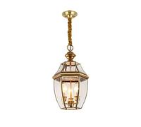 HXFFXHF Chandelier E27 All Copper Ceiling Hanging Lamp Kitchen Balcony Corridor Porch Luxurious Lamp Bedroom Hallway Entrance Gold Glass Shade Chandelier Lighting Device/E