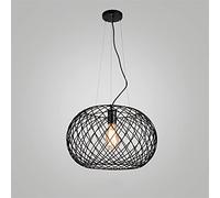 HXFFXHF Chandeliers Light Fixture Modern Cage Pendant Light Black Iron Hanging Cage Vintage Led Bulb E27 for Dining Room Restaurant Bar Counter Industrial Loft Single Head Hanging Lights (Size : D)