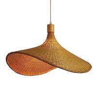 HXFFXHF Chinese Style Pendant Light Natural Bamboo E27 Base Chandelier Irregular Straw Hat Shape Hanging Decor Lighting Lampshade Southeast Asian Style Rattan Lamp Lighting Fixtures Made in China