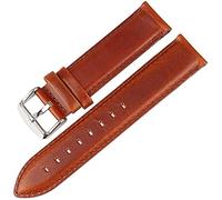 HXFFXHF Chtom Leather Watch Strap Brown with Rose Gold Clasp Watchband 16mm 17mm 18mm 20mm (Color : 19mm|black-a-silver, Size : -)