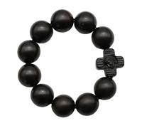 HXFFXHF Classic Black Sandalwood Rosary Beads for Men, Catholic Jesus Christ Cross Wooden Prayer Elastic Bracelet Gifts