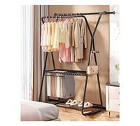 HXFFXHF Coat Rack Stand, Clothes Drying Rack Freestanding Hanger Coat Rail with Double Shelf and Shoe Rack for Studio/Clothing Store/White (Black)
