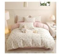 HXFFXHF Cotton Small Fresh Floral Bedding Set Single Double Queen Family Size Cotton Flowers Duvet Cover Bed Sheet Pillowcase Bed Four Pieces Set(H,Queen Size 4pcs)