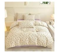 HXFFXHF Cotton Small Fresh Floral Bedding Set Single Double Queen Family Size Cotton Flowers Duvet Cover Bed Sheet Pillowcase Bed Four Pieces Set(H,Queen Size 4pcs)