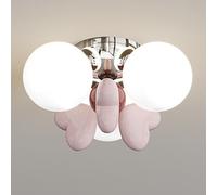 HXFFXHF Creative Decor Globe Glass Lamp Cream Semi Flush Mount Chandelier Lighting Boys Girls Bedroom Living Room Ceiling Light Fixture