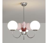 HXFFXHF Creative Decor Globe Glass Lamp Cream Semi Flush Mount Chandelier Lighting Boys Girls Bedroom Living Room Ceiling Light Fixture