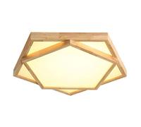HXFFXHF Creative Geometry Solid Wood Chandelier Bedroom Ceiling Lamp Nordic Log Living Room Light Personality Japanese Room Led Study Lamps and Lanterns Interesting Life (42cm Tricolor lig