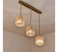 HXFFXHF Dining Chandelier Nordic Simple Bar Porch Crystal Chandelier Light Luxury Creative Restaurant Corridor Iron Lamp 85CM*15CM*70CM(Color:Gold)