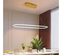 HXFFXHF Dining Room Chandelier Over Table Modern Dimmable LED Pendant Light Gold Rectangular White Hanging Lamp Black Rectangle Long Ceiling Lighting for Kitchen Island Restaurant Bar Bedroom