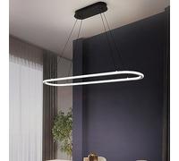 HXFFXHF Dining Room Chandelier Over Table Modern Dimmable LED Pendant Light Gold Rectangular White Hanging Lamp Black Rectangle Long Ceiling Lighting for Kitchen Island Restaurant Bar Bedroom