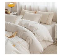 HXFFXHF Duvet Cover Set Cotton Duvet Cover, Super Soft and Comfortable, Chic and Light Camellia 4-Piece Home Bedding Set with Corner Ties and Zip Closure Duvet Cover Full (Color : Pink, Size :