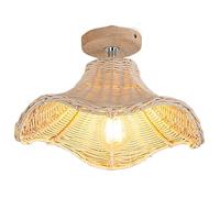 HXFFXHF E27 Flush Mount Ceiling Lamps, Rattan Art Indoor Ceiling Lights Fixture, Fashion Hollow Chandelier Lamp Shade, Close to Ceiling Lighting, Antique Lantern for Living Room,Bedroom,Aisle