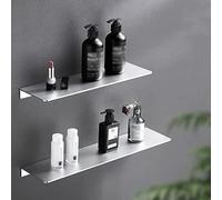 HXFFXHF Exquisite Bathroom Shelves 2PCS Silver Kitchen Storage Shelf, Aluminum Wall Hanging Bathroom Mirror Front Storage Tray Table Shower Room Organizer Rack (Color : 30 CM)