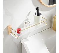 HXFFXHF Exquisite Bathroom Shelves Bathroom Acrylic Partition Shelf, Towel Rack, Cosmetic Wash Wall Hanging Toilet Storage Shelf (Color : Walnut 30CM)