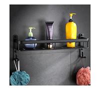 HXFFXHF Exquisite Bathroom Shelves Shower Caddy Bathroom Black Shelf, Aluminum Shower Caddy Corner, Bath Towel Rack with Bar Hook, Hair Dryer Holder Bathroom Shelf Storage (Color : 1 Layer)