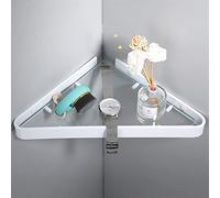 HXFFXHF Exquisite Bathroom Shelves Shower Caddy Space Aluminum Wall Shelf Bathroom Storage Rack, White Glass Kitchen Storage Rack Bathroom Shelf Storage (Color : 35 punch-free)