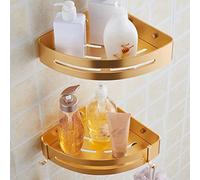 HXFFXHF Exquisite Bathroom Shelves Shower Caddy Toilet Wall Corner Frame Triangle Basket Rack, Bathroom Golden Tray Storage Rack Bathroom Accessories Bathroom Shelf Storage (Color : Gold Single)