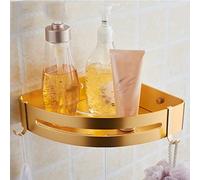 HXFFXHF Exquisite Bathroom Shelves Shower Caddy Toilet Wall Corner Frame Triangle Basket Rack, Bathroom Golden Tray Storage Rack Bathroom Accessories Bathroom Shelf Storage (Color : Gold Single)