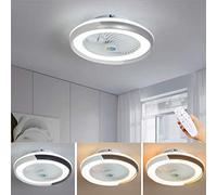 HXFFXHF Fan Ceiling lamp Modern Minimalist Ceiling Fan Chandelier dimmable Round Fan led Ultra-Quiet Energy Saving Bedroom and Living Room Lights Lighting,Gray