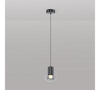 HXFFXHF Farmhouse Black Grey Glass Mini Pendant Light Kitchen Island LED Hanging Lamp 2 Lights Single Globe Industrial Vintage Ceiling Chandelier for Restaurant Bedroom Dining Room