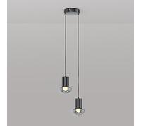 HXFFXHF Farmhouse Black Grey Glass Mini Pendant Light Kitchen Island LED Hanging Lamp 2 Lights Single Globe Industrial Vintage Ceiling Chandelier for Restaurant Bedroom Dining Room