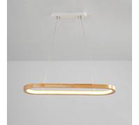 HXFFXHF Farmhouse Linear Chandelier Wood LED Pendant Light Nordic Vintage Long Strip Ceiling Hanging Fixture Rustic Rectangular for Dining Room Kitchen Island, 4000K Natural