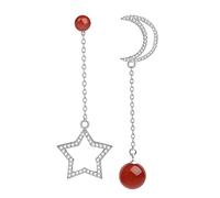 HXFFXHF fashion jewelry ladies luxury elegant gemstone long pendant earrings stars and moon asymmetrical earrings ladies fashion party earrings high-end earrings ui