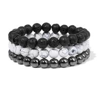 HXFFXHF Fashion Natural Stone Beads Men Bracelet Multilayer Black Lava Onyx Beads Charm Bracelet Bangles Women Jewelry Couples Gift