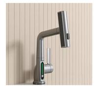 HXFFXHF Faucet, Intelligent Digital Display Basin Mixer 3 Function Pull-Out Waterfall spout Pedestal hot and Cold Water Mixer Liftable Sink Crane tap