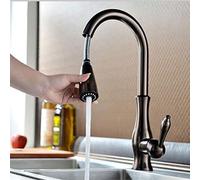 HXFFXHF Faucet Kitchen European and American Style Retro Solid Brass Brushed Nickel Swivel Spout Sink Faucet Chinese Style Bathroom Ceramic Valve Core Basin Mixer Sink Tap,Brown,As Shown